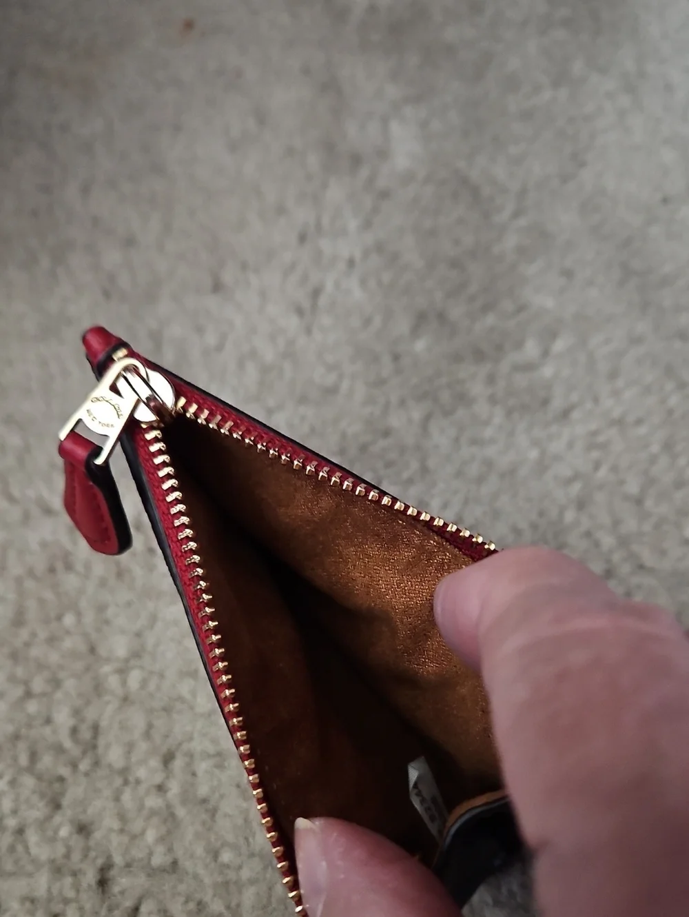 COACH Women's Small Card Case Wallet in Brown and Red